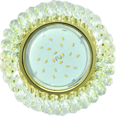 Светильник Ecola GX53 H4 5341 Glass круглый с хрусталиками, прозрачный, золото 56x120 FD53RYECB