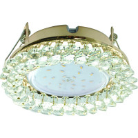 Светильник Ecola GX53 H4 5341 Glass круглый с хрусталиками, прозрачный, золото 56x120 FD53RYECB