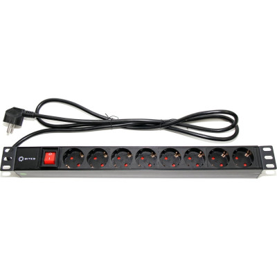 Блок розеток 5bites 8 розеток, огнеупорный пластик, 1U, 19", VDE 2м PDU819P-01