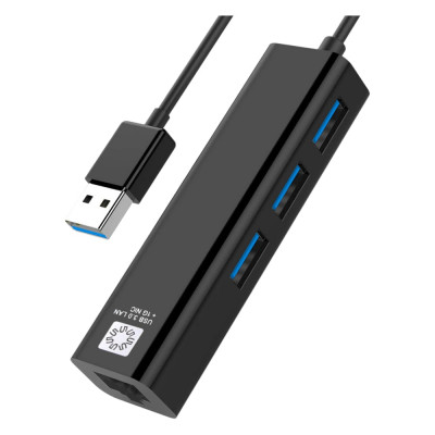 Сетевая карта 5bites USB 3.0 - RJ45 1 гигабит, 3-х портовый USB разветвитель 10см UA3-45-04BK