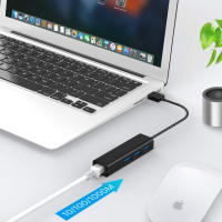 Сетевая карта 5bites USB 3.0 - RJ45 1 гигабит, 3-х портовый USB разветвитель 10см UA3-45-04BK