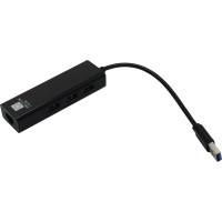 Сетевая карта 5bites USB 3.0 - RJ45 1 гигабит, 3-х портовый USB разветвитель 10см UA3-45-04BK