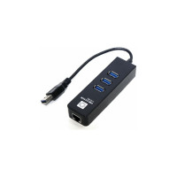 Сетевая карта 5bites USB 3.0 - RJ45 1 гигабит, 3-х портовый USB разветвитель 10см UA3-45-04BK