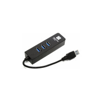 Сетевая карта 5bites USB 3.0 - RJ45 1 гигабит, 3-х портовый USB разветвитель 10см UA3-45-04BK