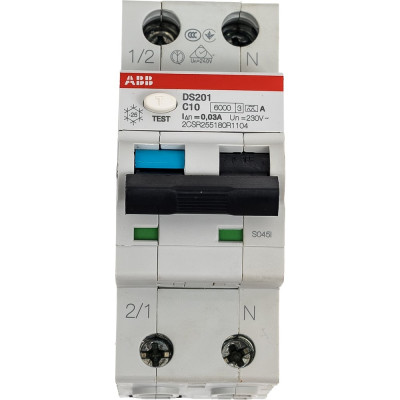 Автоматический выключатель дифференциального тока ABB DS201 C10 A30 2CSR255180R1104