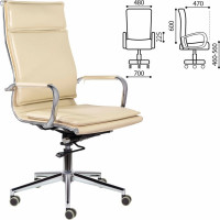 Офисное кресло BRABIX PREMIUM Kayman EX-532, экокожа, хром, бежевое S-0428 532544