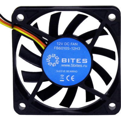 Вентилятор 5bites 60x60x10мм, подшипник скольжения, 3800rpm, 30 дБ, 3pin FB6010S-12H3