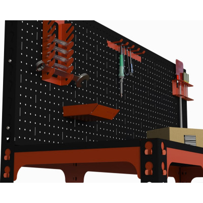 Стол-верстак Metalex 950x1100x600 мм с боковыми полками, перфопанелью и комплектом аксессуаров, оранжево-черный ООО Металекс 111020