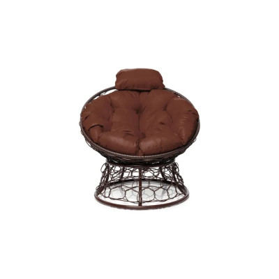 Кресло M-GROUP ПАПАСАН мини с ротангом коричневое, коричневая подушка 12070205