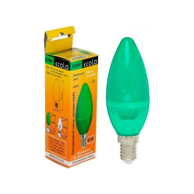 Светодиодная лампа Ecola Candle led color 6,0w, 220v, e14, green, свеча, зеленая, матовая, колба, 103x37 C4TG60ELY