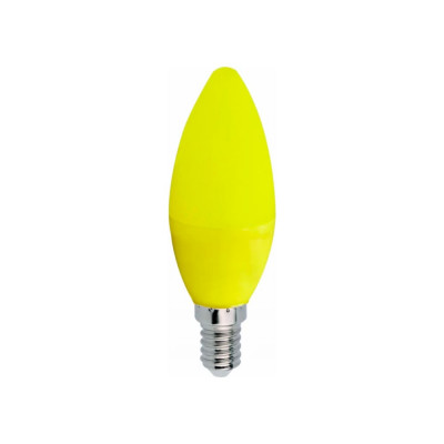 Светодиодная лампа Ecola Candle led color 6,0w, 220v, e14, yellow, свеча, желтая, матовая, колба, 103x37 C4TY60ELY