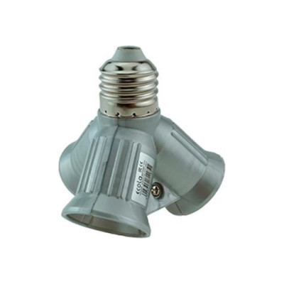 Переходник Ecola Base с цоколя e27 на 3хe27, серебряный A7W37SEAY
