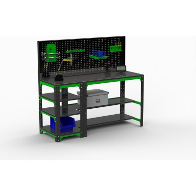 Стол металлический ООО Металекс Metalex KIT 750x1200x500, с боковыми полками и перфопанелью 201085