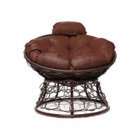 Кресло M-GROUP ПАПАСАН мини с ротангом коричневое, коричневая подушка 12070205