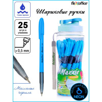 Ручка с масляными чернилами Flexoffice maxxie neon синяя, 25 шт FO-GELB035N BLUE