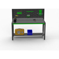 Металлический стол ООО Металекс серия KIT 750x1400x500 мм, перфопанель с комплектом аксессуаров 201047