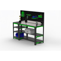 Стол металлический ООО Металекс Metalex KIT 750x1200x400, с боковыми полками и перфопанелью 201082