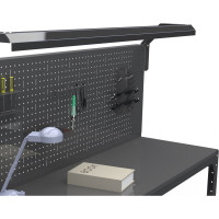 Стол металлический ООО Металекс серия KIT 750х1000х400 мм, 2-е полки мм, перфопанель с комплектом освещения, серый 201451