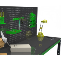 Стол металлический ООО Металекс серия KIT 750x1600x600 мм, с боковыми полками и перфопанелью 201090