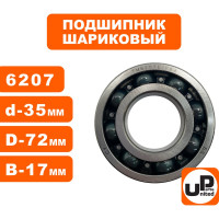 Шариковый подшипник UNITED PARTS 6207 сепаратор металл (открытый) 90-0636