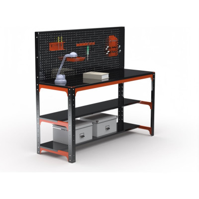Стол металлический ООО Металекс серия KIT 750x1200x400 + две полки + перфопанель с комплектом аксессуаров, О, рост Ч , рост 201219