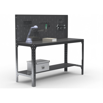 Стол металлический ООО Металекс серия KIT 750х1100х500 + перфопанель с комплектом аксессуаров, серый, рост 201368