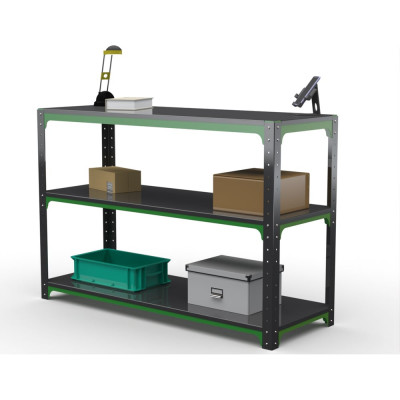 Стол-верстак ООО Металекс Metalex серия KIT 950х1400х600 две полки, серо-зеленый 204050