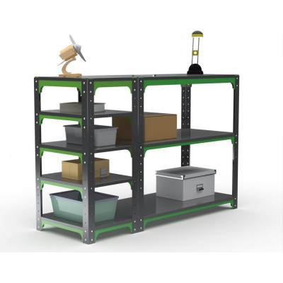 Стол-верстак ООО Металекс Metalex серия KIT 950х1200х500 с боковыми полками, серо-зеленый 204066