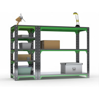 Стол-верстак ООО Металекс Metalex серия KIT 950х1800х400 с боковыми полками, серо-зеленый 204063