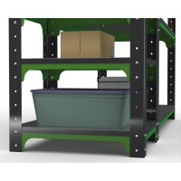 Стол-верстак ООО Металекс Metalex серия KIT 950х1800х500 с боковыми полками, перфопанелью и комплектом аксессуаров, серо-зеленый 204099