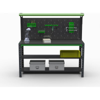 Стол металлический ООО Металекс серия KIT 750x1100x600 мм, 2-е полки + перфопанель с комплектом освещения 201140