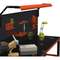 Стол металлический ООО Металекс серия KIT 750x1200x400 мм, с бок. полками, перфопанелью и комплектом освещения, ОЧ 201307
