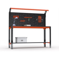 Стол металлический ООО Металекс серия KIT 750x1000x400 мм, одна полка + перфопанель с комплектом освещения, ОЧ 201271