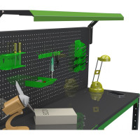 Стол металлический ООО Металекс серия KIT 750x1400x400 мм, с бок. полками, перфопанелью и комплектом освещения 201146