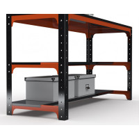 Стол металлический ООО Металекс серия KIT 750x1500x600 мм, 2-е полки + перфопанель с комплектом освещения, ОЧ 201306
