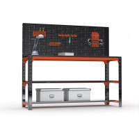 Стол металлический ООО Металекс серия KIT 750x1500x400 + две полки + перфопанель с комплектом аксессуаров, О, рост Ч , рост 201222