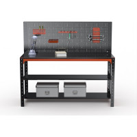 Стол металлический ООО Металекс серия KIT 750x1400x500 + две полки + перфопанель с комплектом аксессуаров, О, рост Ч , рост 201227
