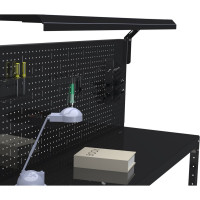 Стол металлический ООО Металекс серия KIT 750х1100х500 мм, одна полка мм, перфопанель с комплектом освещения, черный 201602