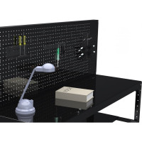 Стол металлический ООО Металекс серия KIT 750x1300x500 мм, две полки мм, перфопанель с комплектом аксессуаров, черный 201550