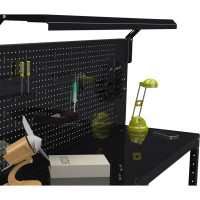 Стол металлический ООО Металекс серия KIT 750х1400х500 мм, с боковыми полками, перфопанелью и комплектом освещения, черный 201635
