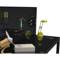 Стол металлический ООО Металекс серия KIT 750х1600х600 мм, с боковыми полками и перфопанелью, черный 201576