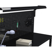 Стол металлический ООО Металекс серия KIT 750х1000х600 мм, 2-е полки мм, перфопанель с комплектом освещения, черный 201625