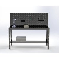 Стол металлический ООО Металекс серия KIT 750x1000x500 мм, перфопанель с комплектом аксессуаров, черный 201529