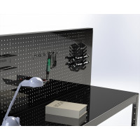 Стол металлический ООО Металекс серия KIT 750x1400x400 мм, перфопанель с комплектом аксессуаров, черный 201527