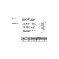 Звёздочка для цепи ACE 10B-1 Z=16 со ступицей, HT, под расточку, 00-00049157
