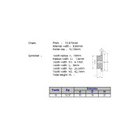 Звёздочка для цепи ACE 10B-1 Z=10 со ступицей, HT, под расточку, 00-00049151