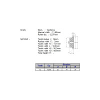Звёздочка ACE для цепи 12B-1 Z=12 со ступицей, HT, под расточку 00-00049175