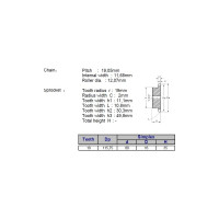Звёздочка ACE для цепи 12B-1 Z=19 со ступицей, HT, под расточку 00-00049182