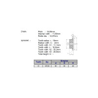 Звёздочка ACE для цепи 12B-1 Z=21 со ступицей, HT, под расточку 00-00049184