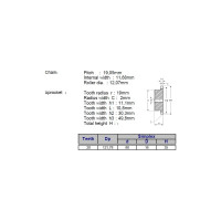 Звёздочка ACE для цепи 12B-1 Z=20 со ступицей, HT, под расточку 00-00049183
